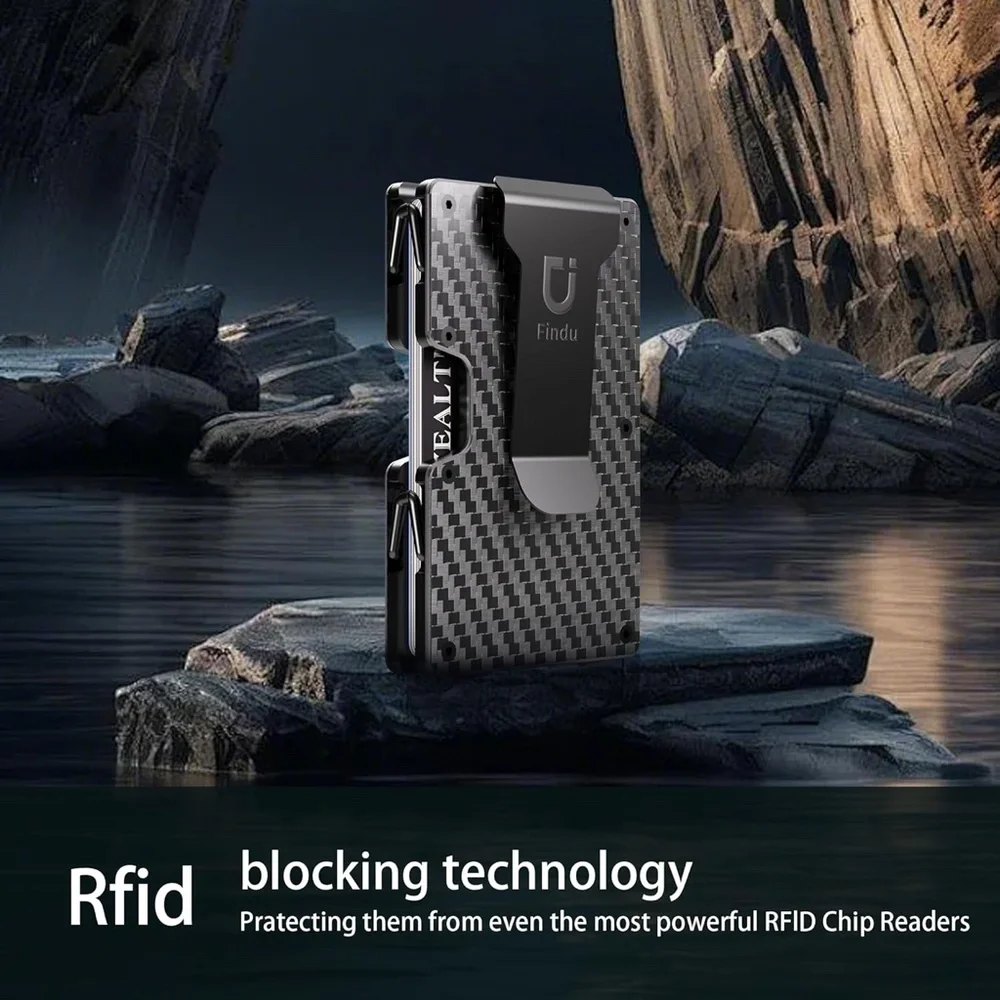 Money Clip Mens Wallet, Slim Wallet for Men, RFID Blocking Carbon Fiber